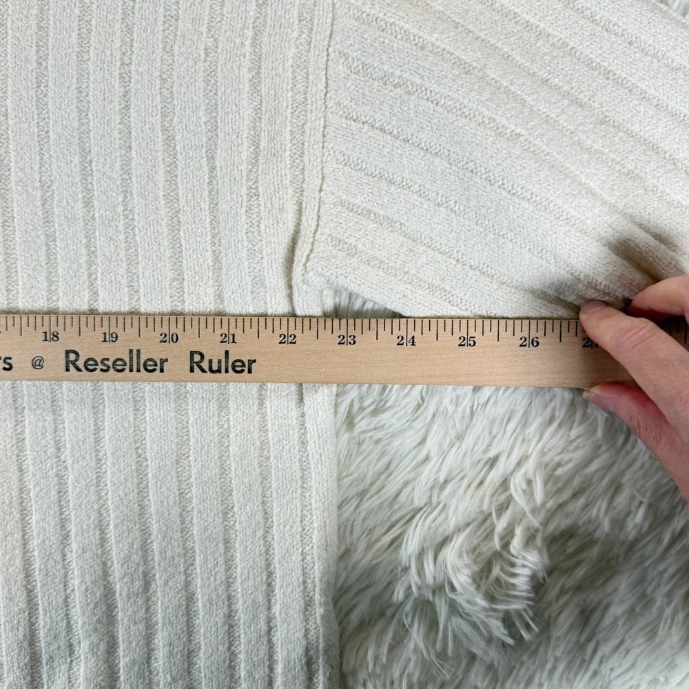 Open Edit Ribbed Mock Neck Cropped Sweater Large Neutral Minimalist Chic Preppy - Picture 4 of 9